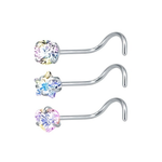 Stalen Neuspiercing Met Ab Transparante Zirkonia - Aramat Jewels® Met Drie Paar Chirurgische Piercings Met Een En