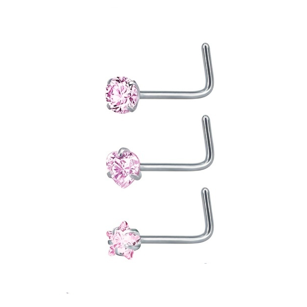 Stalen Neuspiercing Met Roze Zirkonia Van Aramat Jewels®