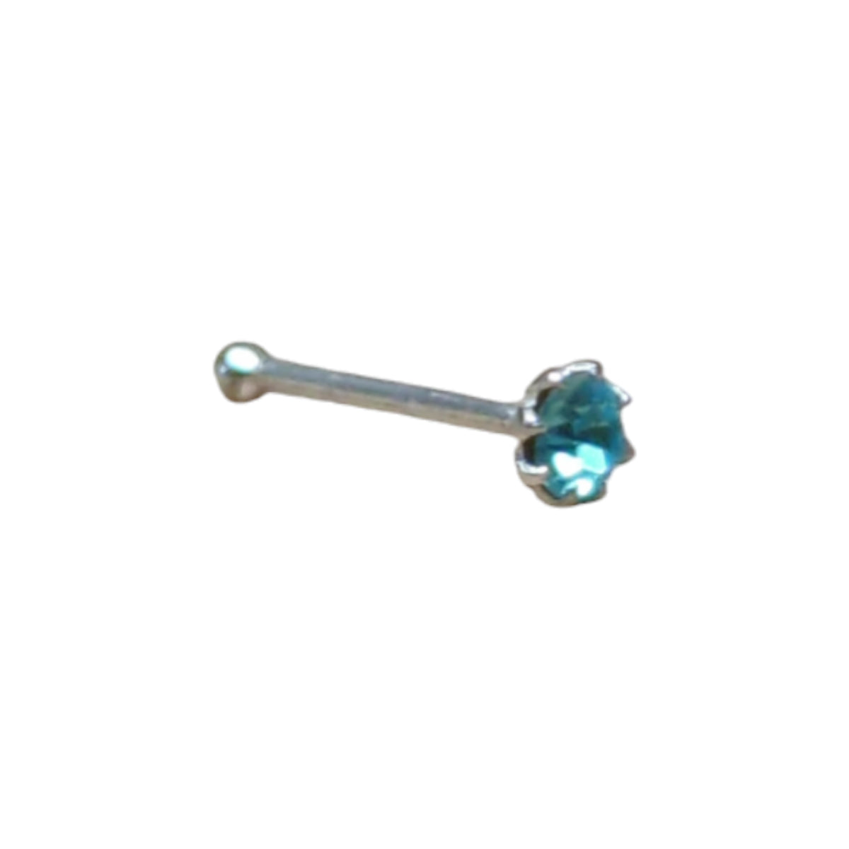 Zilveren Neuspiercing met Kristal Steentje 1.5mm Aqua Blauw | Lichaamssieraden