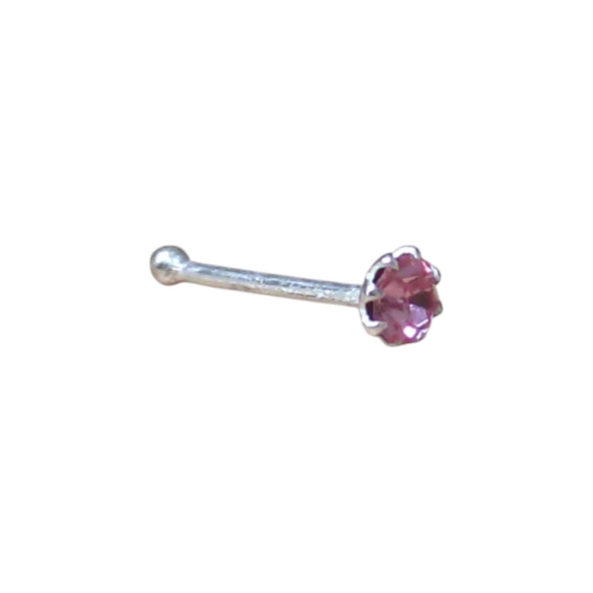 Zilveren Neuspiercing met Kristal Steentje 1.5mm Licht Roze | Lichaamssieraden