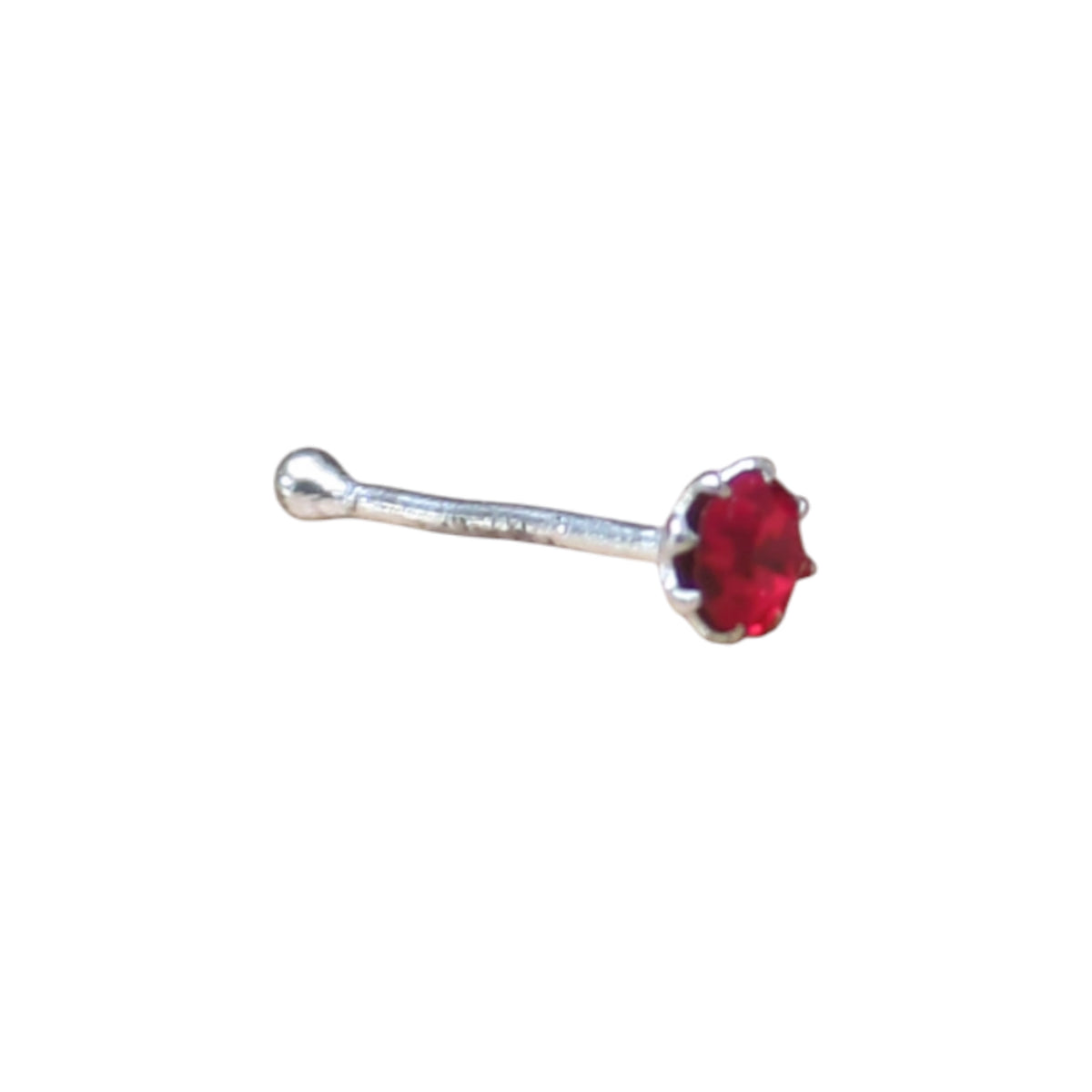 Zilveren Neuspiercing met Kristal Steentje 1.5mm Rood | Lichaamssieraden