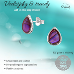 Zilveren Roze Abalone Oorbellen 10x8 mm