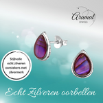 Zilveren Roze Abalone Oorbellen 10x8 mm
