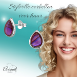 Zilveren Roze Abalone Oorbellen 10x8 mm