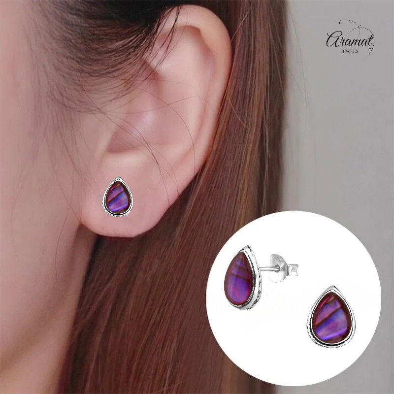 Zilveren Roze Abalone Oorbellen 10x8 mm