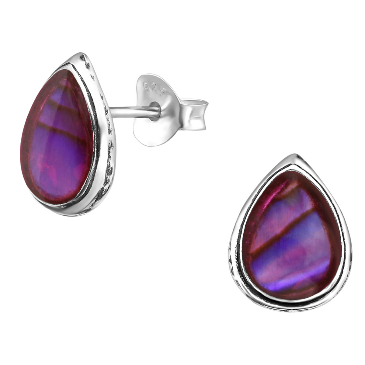 Zilveren Roze Abalone Oorbellen 10x8 mm