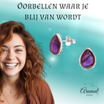 Zilveren Roze Abalone Oorbellen 10x8 mm
