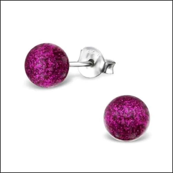 Roze glitter bal oorbellen