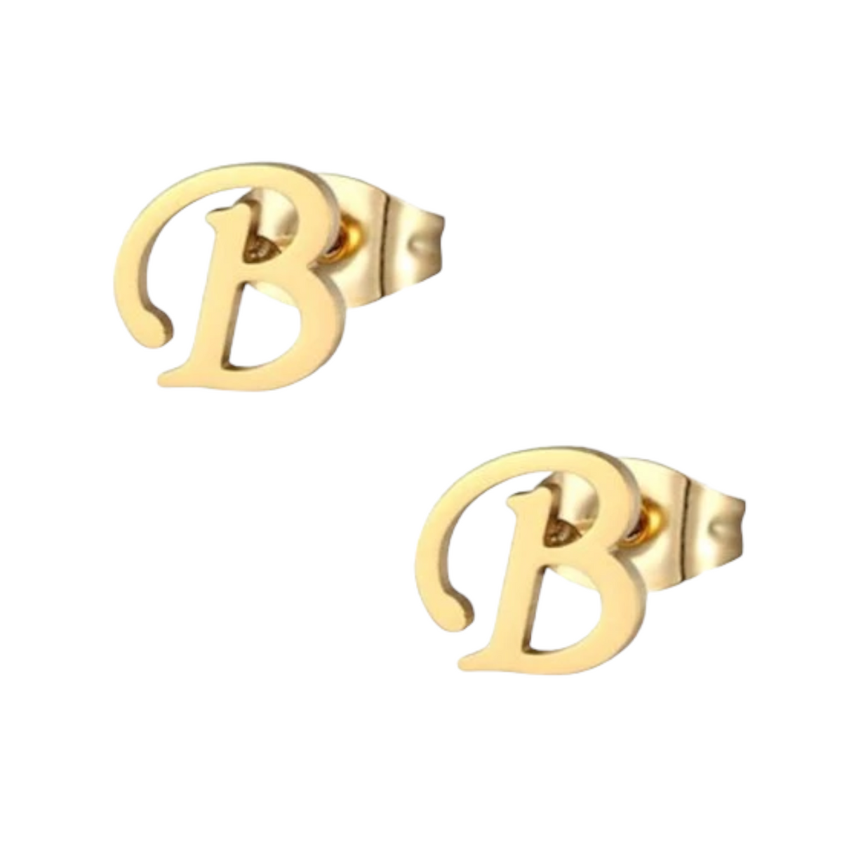 Goudkleurige RVS oorstekers Letter B