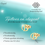 Goudkleurige RVS oorstekers Letter B