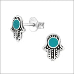 Sterling hamsaan oorbellen met turquoise steen