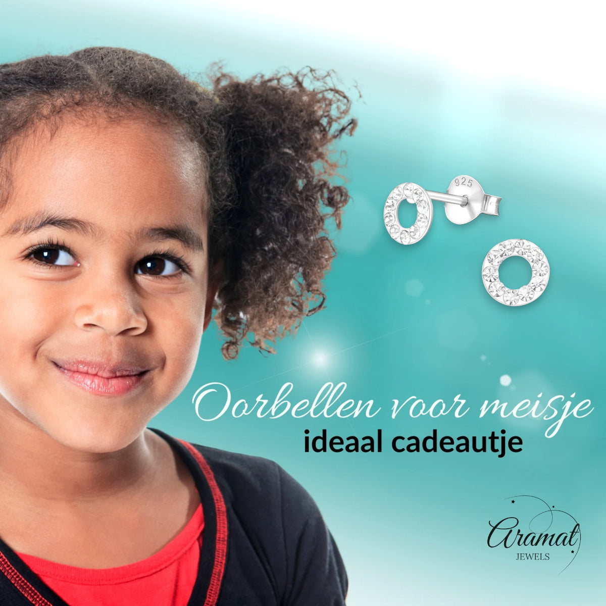 Open cirkel oorbellen zilver transparant kristal