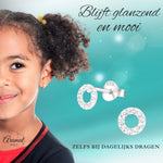 Open cirkel oorbellen zilver transparant kristal