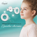 Open cirkel oorbellen zilver transparant kristal