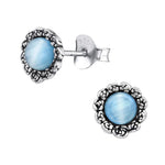 Oorbellen van sterling zilver en blauwe ope