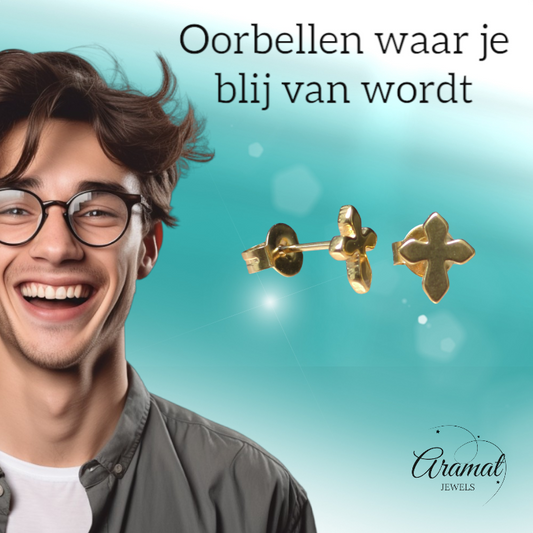 Steel Cross Earrings – Gold Color – 8x7mm