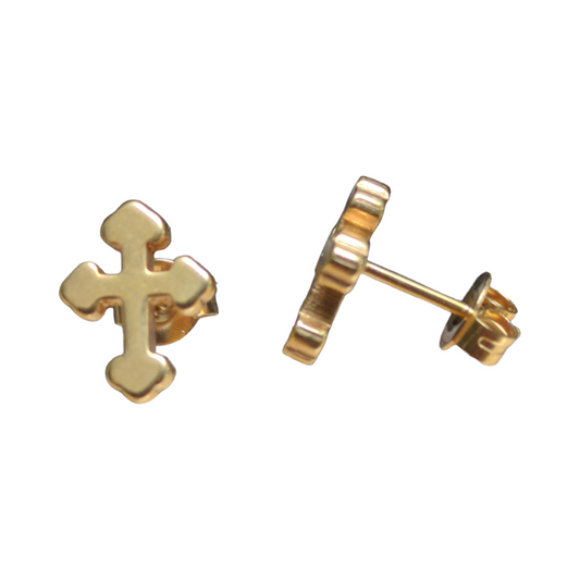 Steel Cross Earrings – Gold Color – 11x9mm