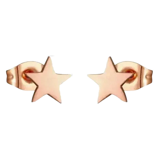 Star stud earrings rose gold steel – 7mm timeless