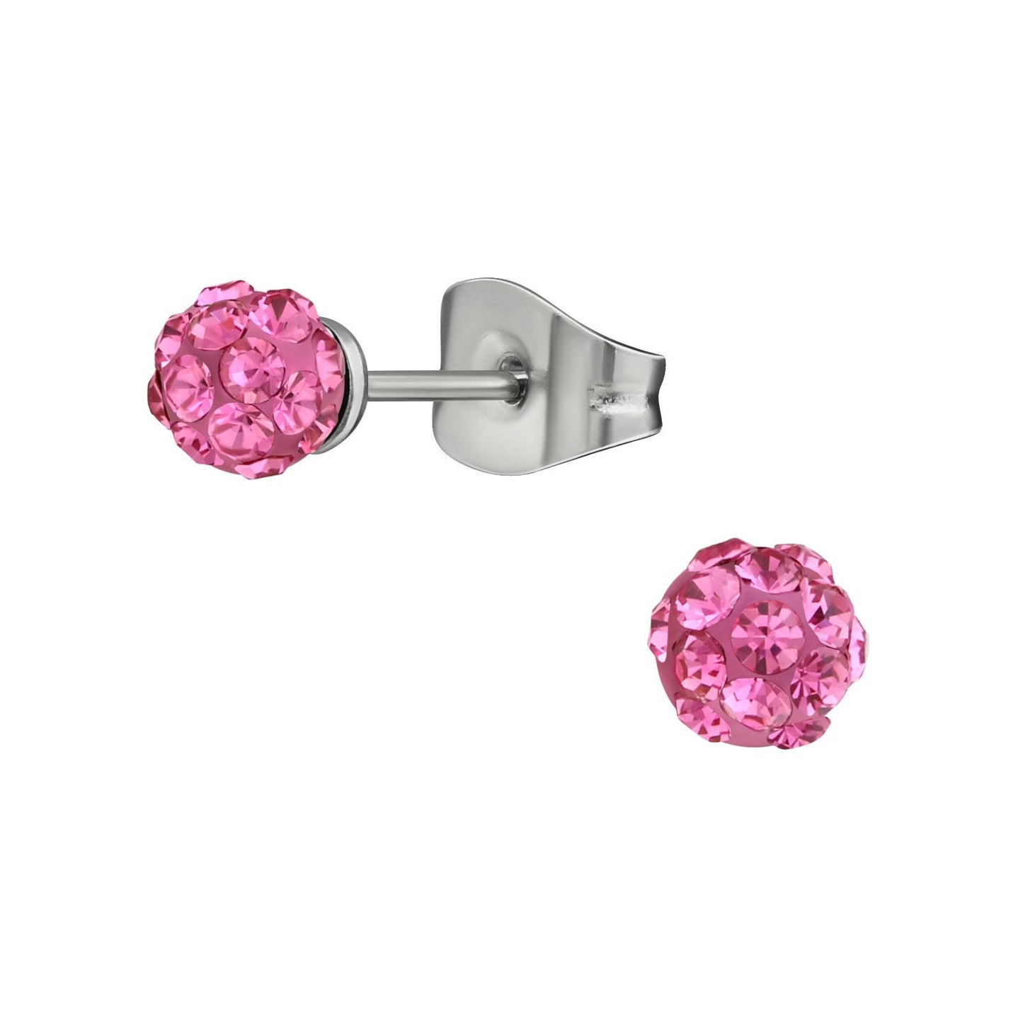 Roze Kristallen Oorknopjes ’stalen Shamballa Oorbellen Van Aramat Jewels®’