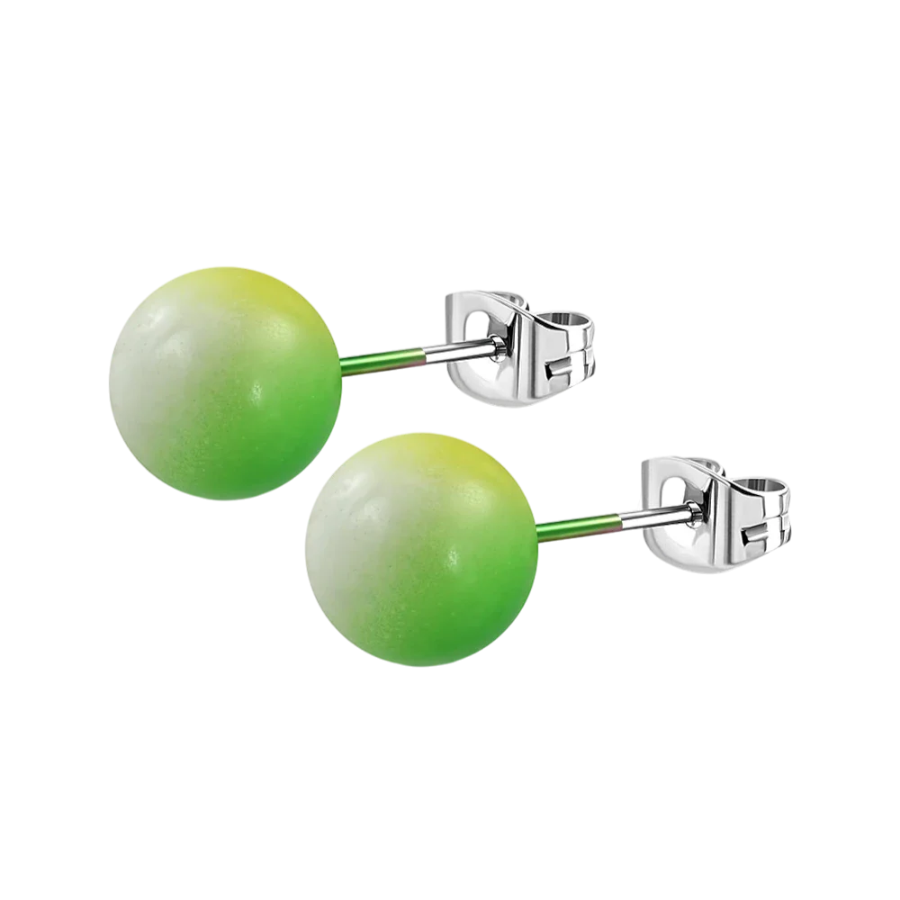 Kleurrijke Bolletjes Oorbellen 8mm / Groen-wit-geel