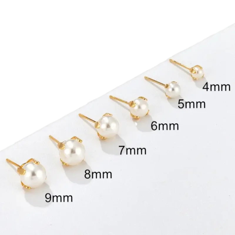 Set parel oorbellen in verschillende maten van 4mm tot 9mm.