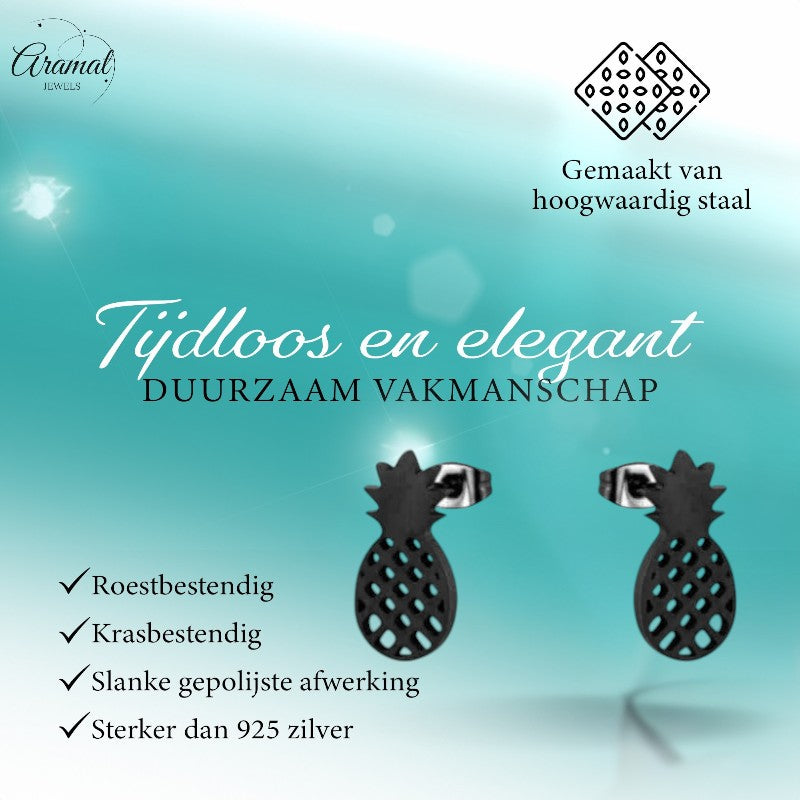 Stalen Oorbellen Ananas - Zomerse Accessoires