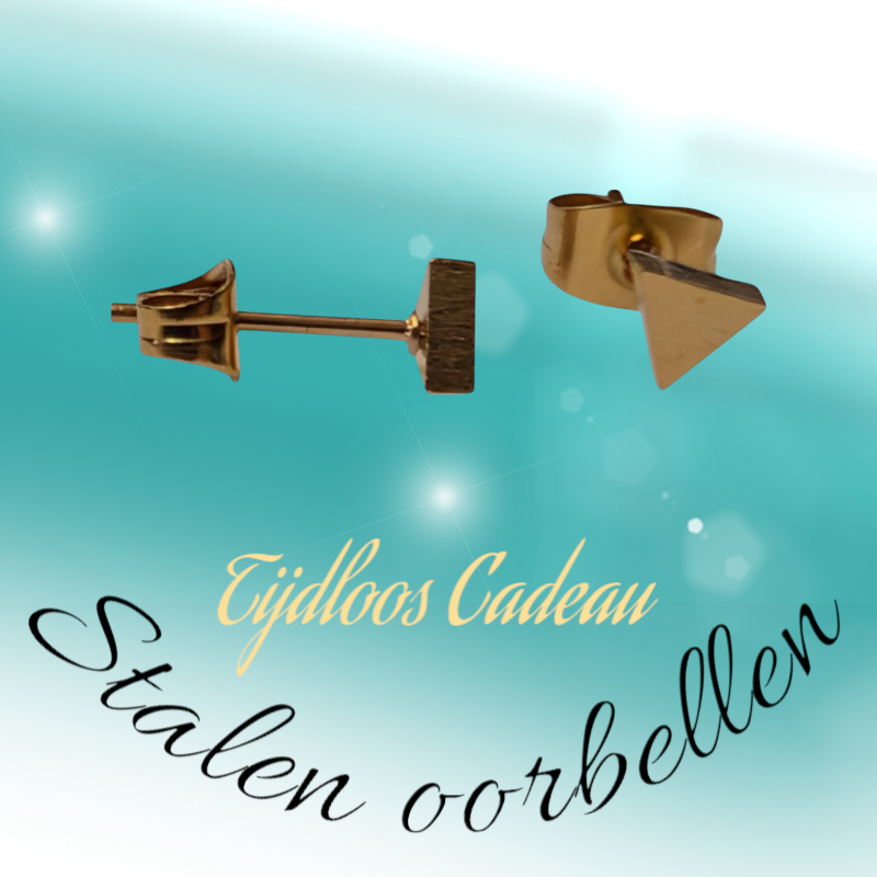 Stalen Oorbellen Driehoek Goudkleur – 5mm