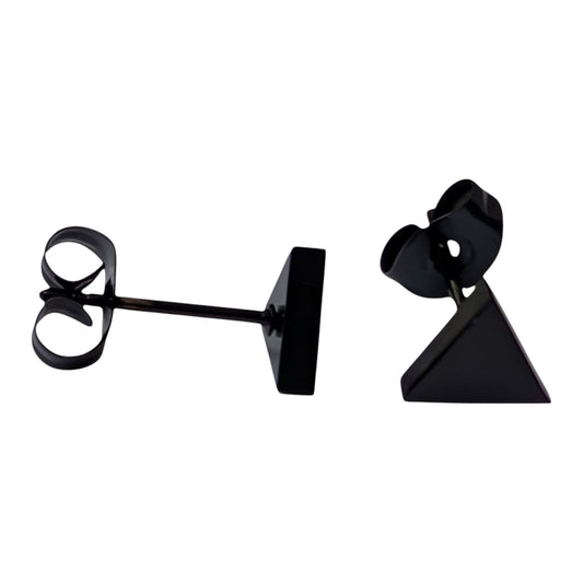 Steel Triangle Earrings Black – 7mm