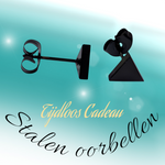 Stalen Oorbellen Driehoek Zwart – 7mm