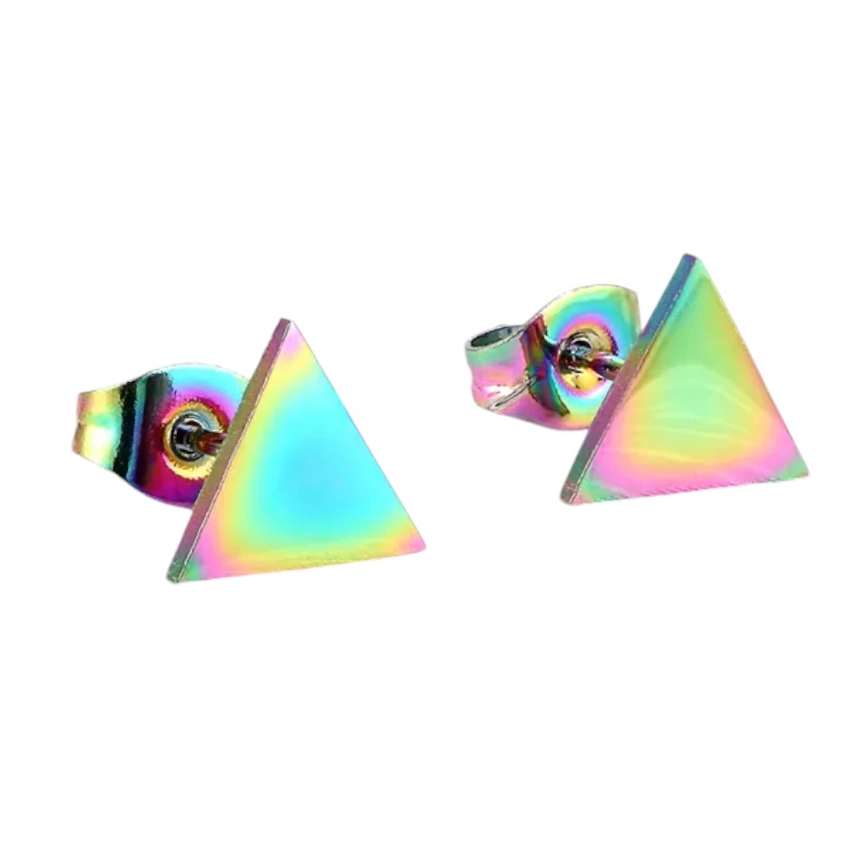 Stalen Oorbellen Driehoek Multikleur – 7mm