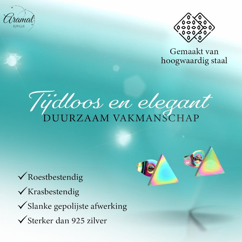 Stalen Oorbellen Driehoek Multikleur – 7mm