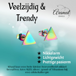 Stalen Oorbellen Driehoek Multikleur – 7mm