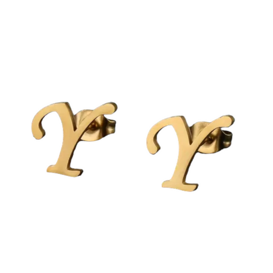 Stainless Steel Letter Y Earrings Gold Colored – Initial