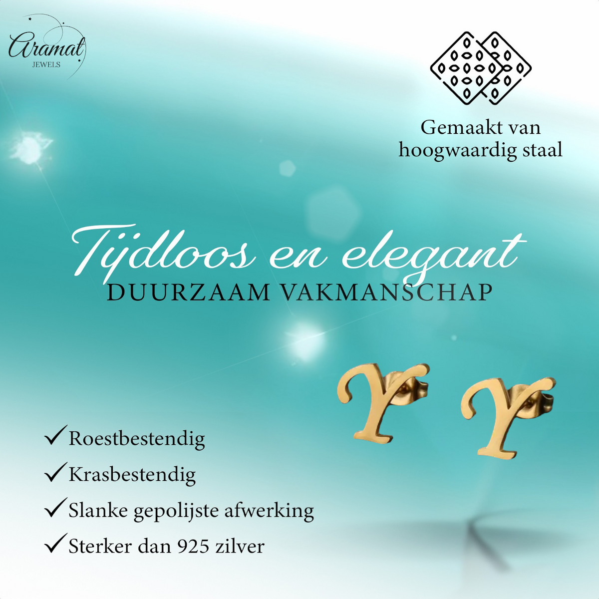 RVS Letter Y Oorbellen Goudkleurig – Initiaal