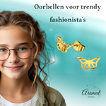 Vlinder oorstekers RVS goudkleur – 5x10mm
