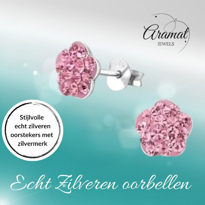 Elegante Zilveren Bloem Oorbellen