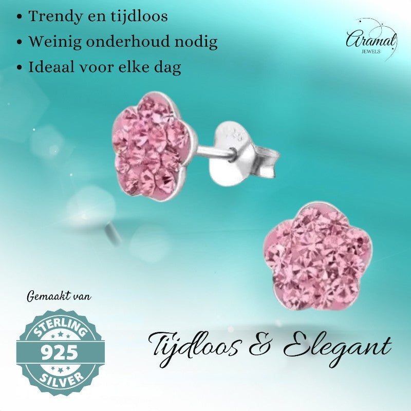 Elegante Zilveren Bloem Oorbellen