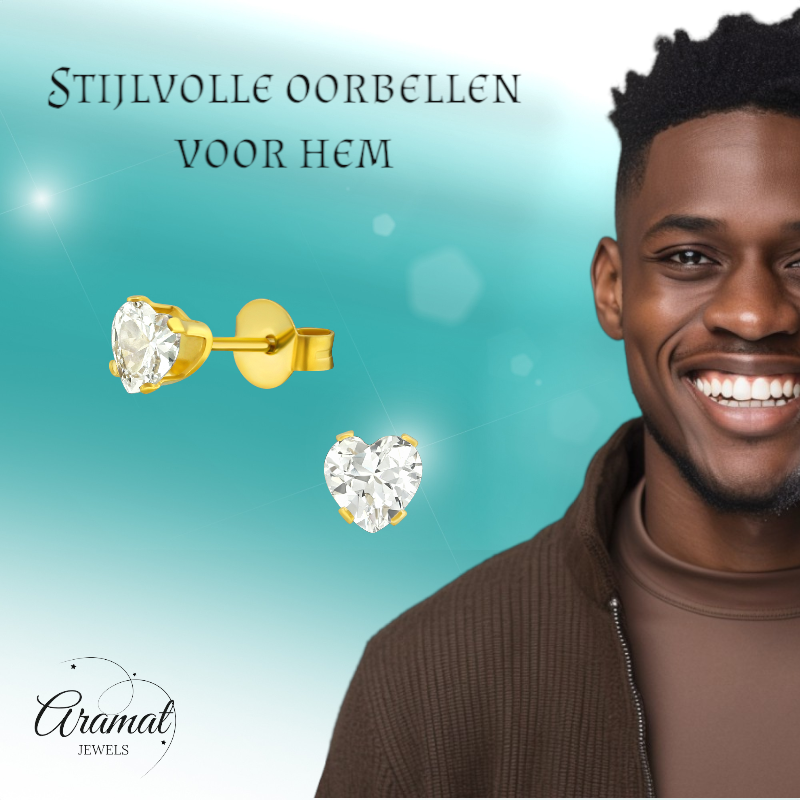 Zirkonia Hart Oorbellen Goudkleur – 5mm
