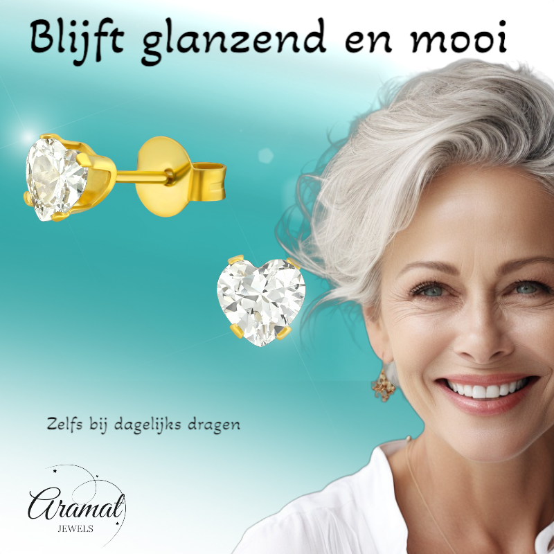 Zirkonia Hart Oorbellen Goudkleur – 5mm