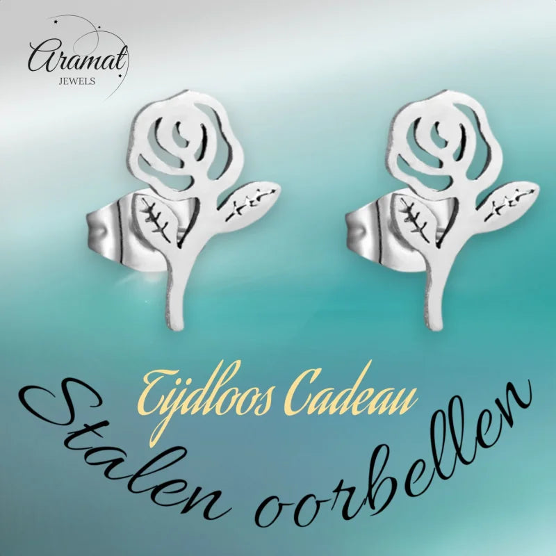 Rvs Rozen Oorbellen 10x6mm – Stijlvol Bloemdesign