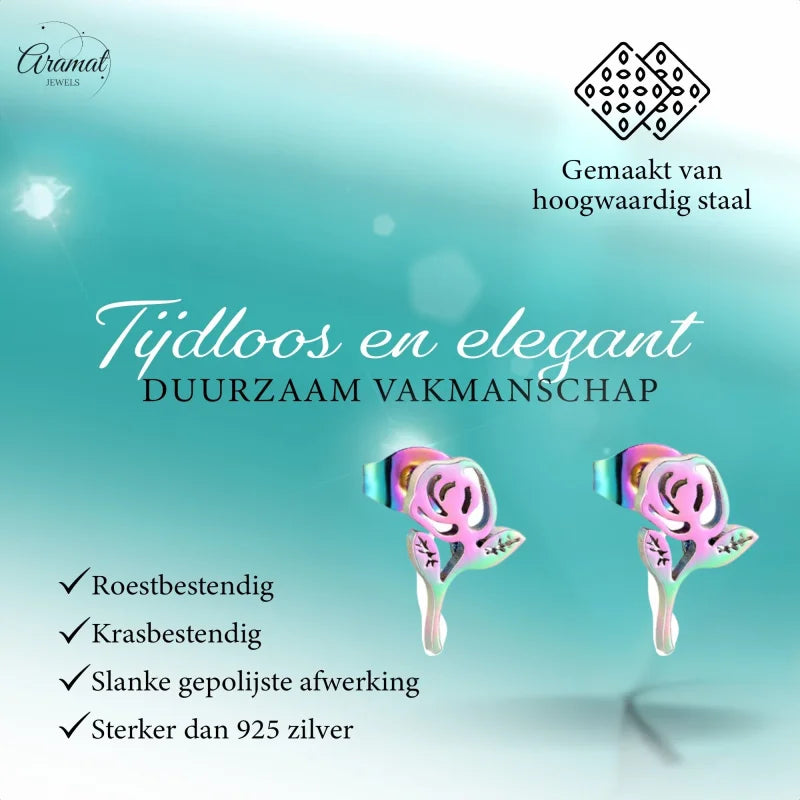 Rvs Rozen Oorbellen 10x6mm – Stijlvol Bloemdesign