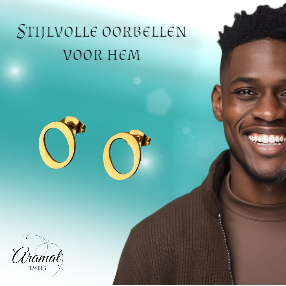 RVS letter O oorstekers goudkleurig