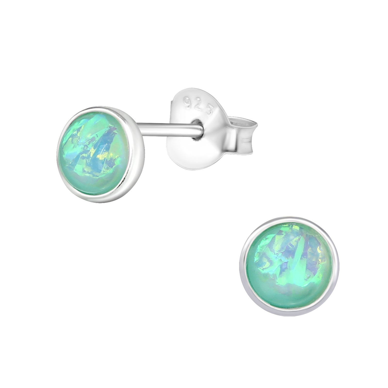 Zilveren Oorbellen Met Groene Opaal In Het Midden