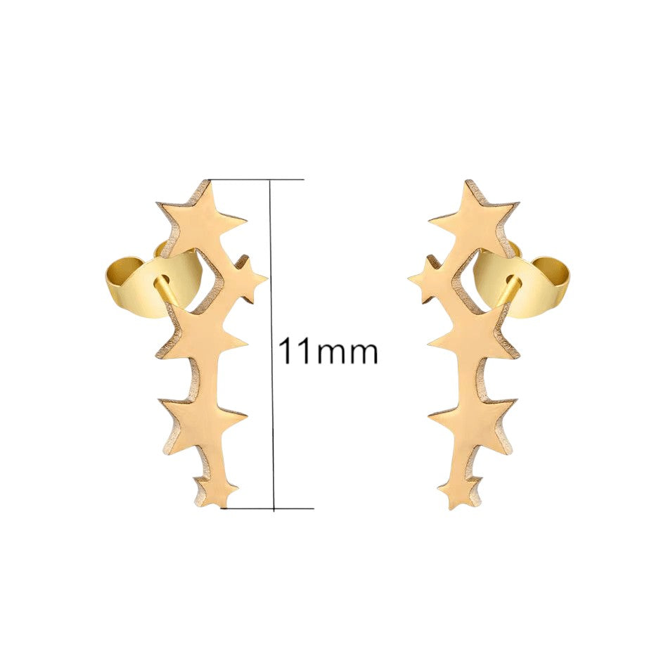 Stalen Goudkleurige Sterren Oorbellen - Tijdloos Cadeau