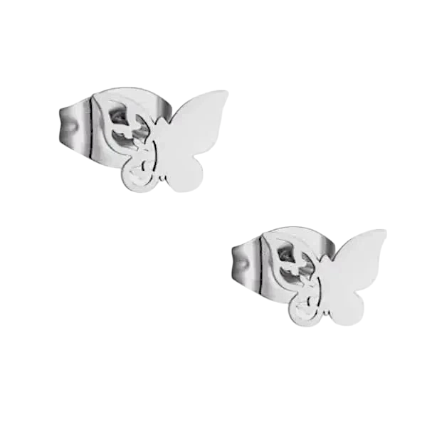 Vlinder oorstekers staal – 3 vlinders- zilverkleurig