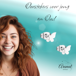 Vlinder oorstekers staal – 3 vlinders- zilverkleurig