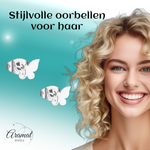 Vlinder oorstekers staal – 3 vlinders- zilverkleurig