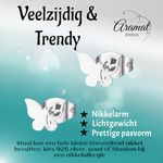 Vlinder oorstekers staal – 3 vlinders- zilverkleurig