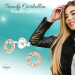 Zilveren open cirkel oorbellen champagne kristal