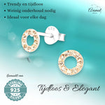 Zilveren open cirkel oorbellen champagne kristal
